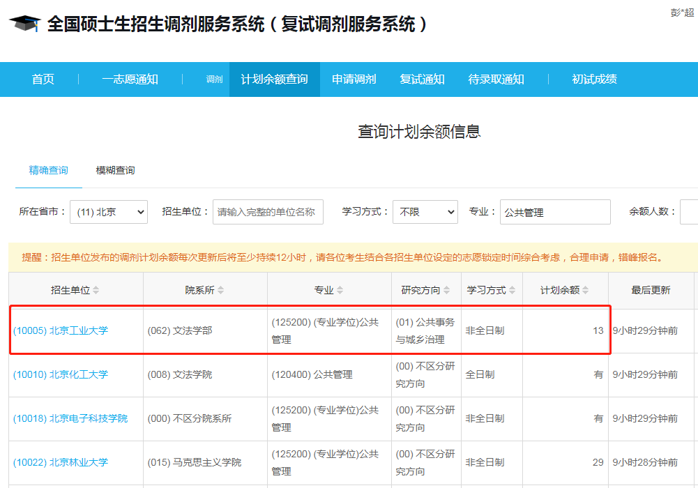 北京工業(yè)大學(xué)2023年公共管理（MPA）調(diào)劑指標(biāo)