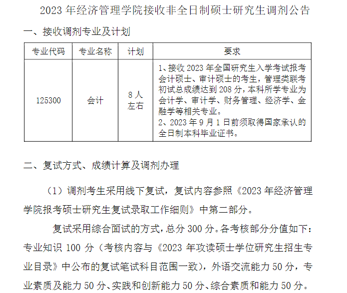 2023年南京理工大學經(jīng)濟管理學院接收非全日制碩士研究生調(diào)劑公告